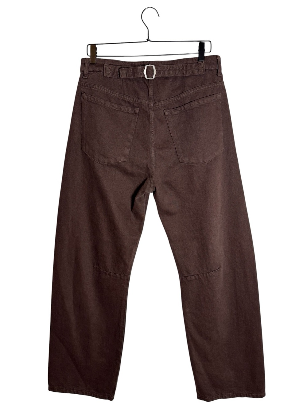 Zara Chocolate Brown Wide Leg Cinch Back Buckle High Rise Denim Jeans